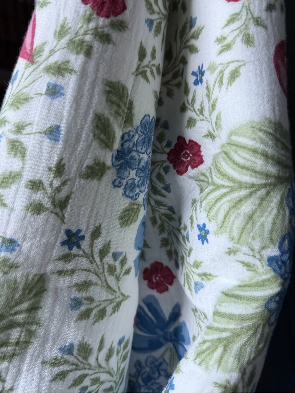 Envogue Reversible Cotton Gauze Throw Americana July Bows Floral Red White Blue